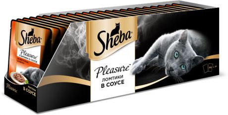 Консервы для взрослых кошек Sheba "Pleasure", с телятиной и языком в соусе, 85 г, 24 шт