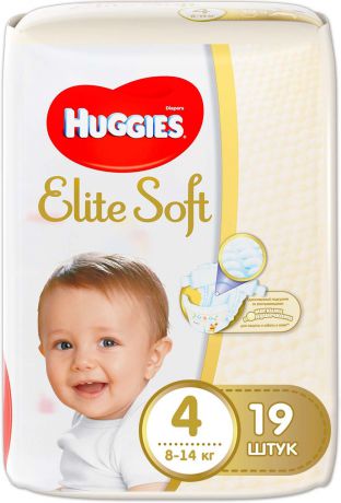 Huggies Подгузники Elite Soft 8-14 кг ( размер 4) 19 шт