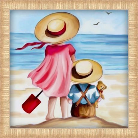 Картина стразами Алмазная Живопись "Каникулы на пляже" (АЖ-1486), 19 цветов, 20х20 см