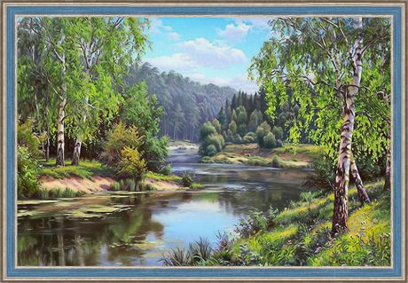 Картина стразами Алмазная Живопись "Родной берег" (АЖ-1498), 33 цвета, 60х40 см