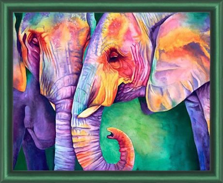 Картина стразами Алмазная Живопись "Мудрость слонов" (АЖ-1385), 28 цветов, 50х40 см