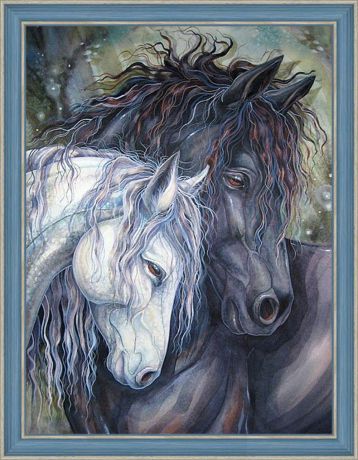 Картина стразами Алмазная Живопись "Пара лошадей" (АЖ-1386), 22 цвета, 30х40 см