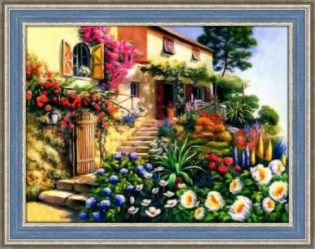 Картина стразами Алмазная Живопись "Дом в цветах" (АЖ-294), 33 цвета, 45х60 см