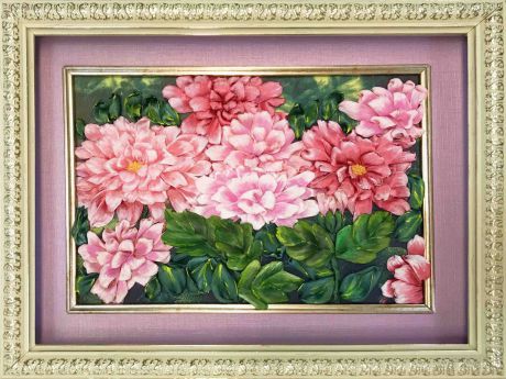 Набор для вышивания лентами Каролинка "Розовые хризантемы", кл(н) 4009, 18 х 24,5 см