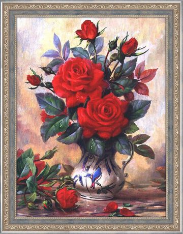 Картина стразами Алмазная Живопись "Прекрасные розы" (АЖ-1349), 27 цветов, 30х40 см