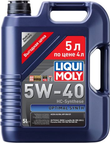 Моторное масло Liqui Moly Optimal Synth, НС-синтетическое, 2293, 5 л