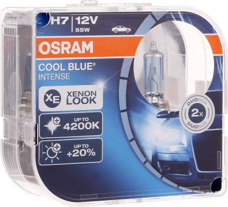 Лампа автомобильная галогенная Osram "Cool Blue Intense", для фар, цоколь H7 (PX26d), 12V, 55W, 2 шт