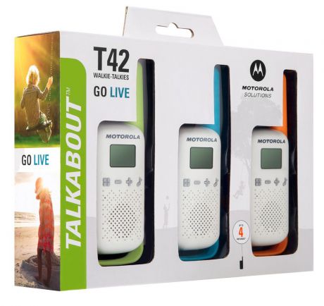 Радиостанция Motorola TALKABOUT T42 Triple, голубой, оранжевый, зеленый