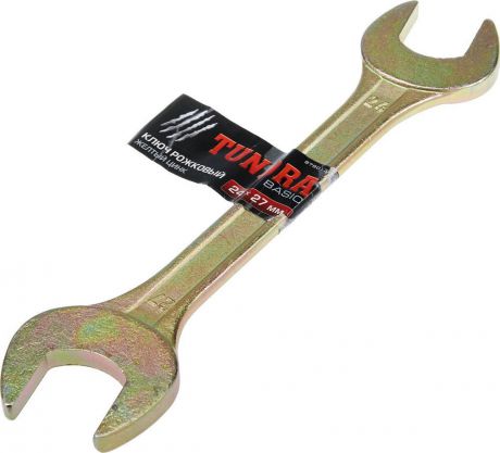 Ключ рожковый Tundra Basic, желтый цинк, 878013, 24х27 мм