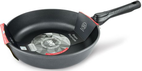 Сковорода Нева металл посуда "Ферра", с антипригарным покрытием, со съемной ручкой, цвет: черный. Диаметр 24 см