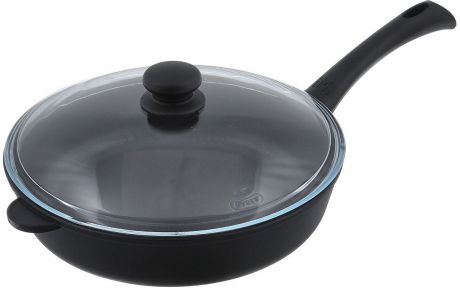Сковорода Нева Металл Посуда с крышкой, с антипригарным покрытием. Диаметр 28 см