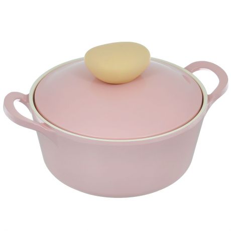 Кастрюля Frybest "Round" с крышкой, с керамическим покрытием, цвет: розовый, 1,6 л