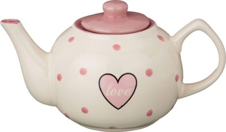Чайник заварочный Agness Love, 584-026, белый, розовый, 860 мл