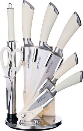 Набор ножей Agness, на подставке, 911-502, белый, 8 предметов