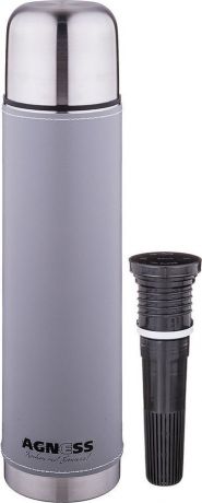 Термос Agness Монблан, со съемным фильтром, 910-724, серый, 1 л