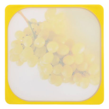 Доска разделочная Frybest "Виноград", цвет: желтый, 26 см х 26 см