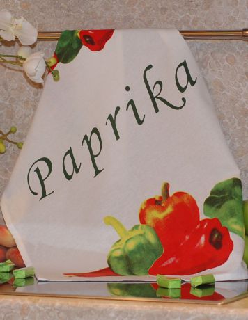 Полотенце кухонное ТекСтиль для дома 507042-3 PAPRIKA, белый, красный, желтый, зеленый