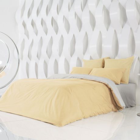Комплект постельного белья Sleepix Совершенство, кремовый, светло-серый