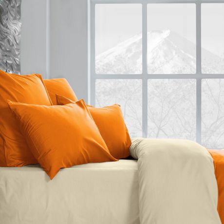 Комплект постельного белья Sleepix Совершенство, оранжевый, кремовый