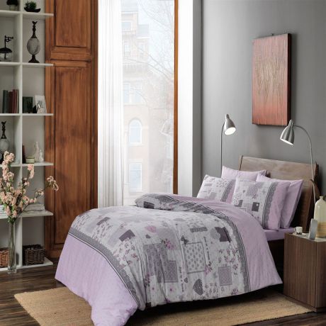 Комплект белья ТАС Elora, 1,5-спальный, наволочки 50x70, цвет: лиловый. 4080-34522