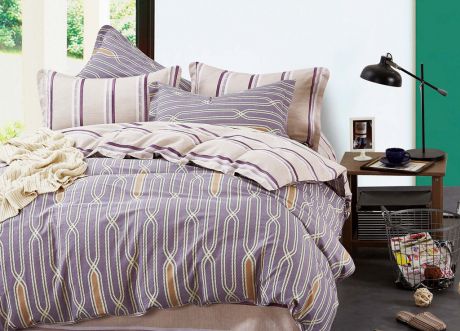 Комплект постельного белья Primavera Classic Андейк, 1107S, синий, 1,5 спальный, наволочки 70x70