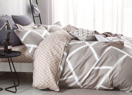 Комплект постельного белья Primavera Classic Бэхэм, 1073S, серый, 1,5 спальный, наволочки 70x70