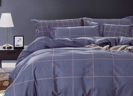 Комплект постельного белья Primavera Classic Гюлпен, 1114S, синий, 1,5 спальный, наволочки 70x70