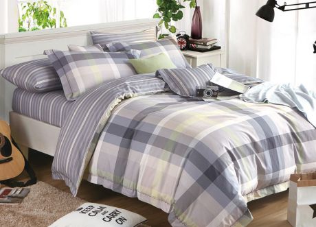 Комплект постельного белья Primavera Classic Дирен, 1110S, серый, синий, 2-х спальный, наволочки 70x70