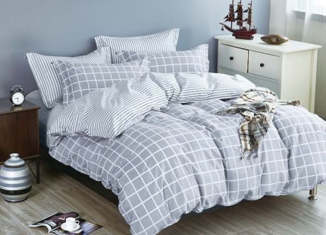 Комплект постельного белья Primavera Classic Катвейк, 1101S, синий, 1,5 спальный, наволочки 70x70