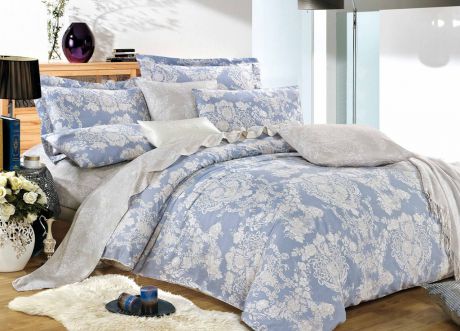 Комплект постельного белья Primavera Classic Вендам, 1092S, голубой, 1,5 спальный, наволочки 70x70