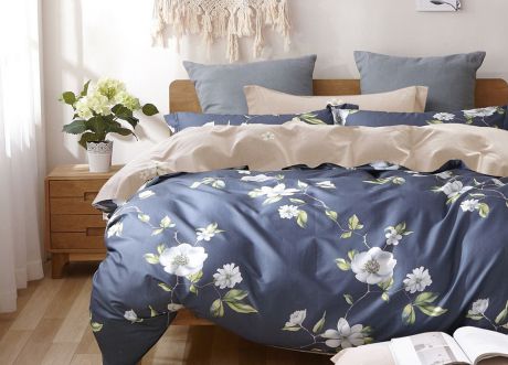 Комплект постельного белья Primavera Classic Вестбрук, 1070S, синий, 1,5 спальный, наволочки 70x70