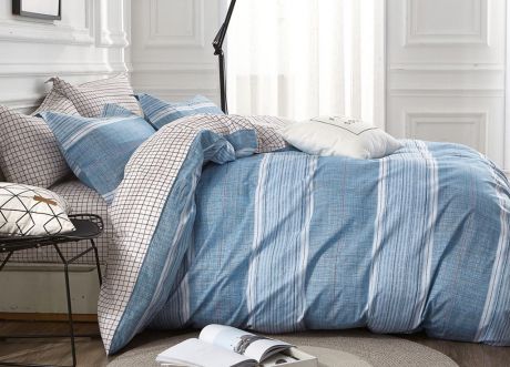 Комплект постельного белья Primavera Classic Лоттум, 1068S, синий, 2-х спальный, наволочки 70x70