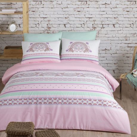 Комплект постельного белья Arya home collection Electra, розовый