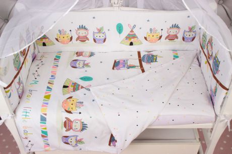 Комплект постельного белья детский AmaroBaby Птенчик Lux , сатин, белый, 7 предметов