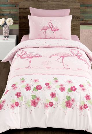 Детский комплект постельного белья Arya home collection Flamingo, розовый
