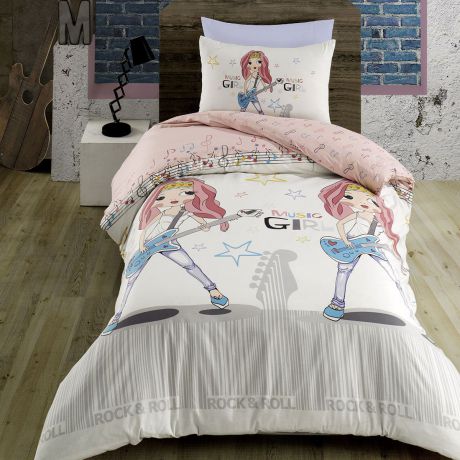 Детский комплект постельного белья Arya home collection Music Girl, белый