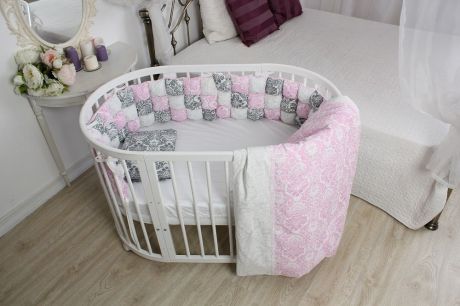 Комплект белья для новорожденных Happy Family "Сказка" Розовый, белый, розовый, серый