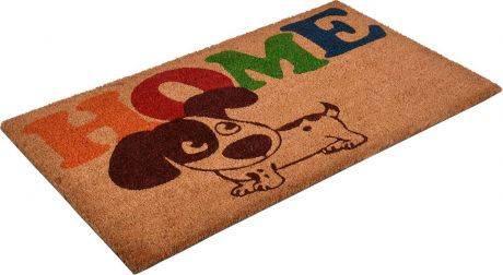 Коврик придверный Vortex "Собака", с кокосовым ворсом, цвет: коричневый, 70 x 40 см