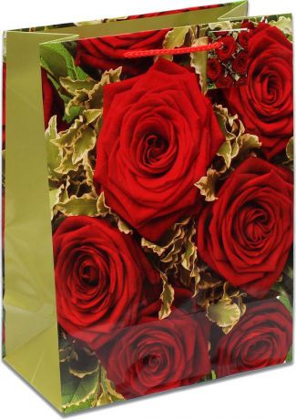 Подарочная упаковка Miland "Ярко-красные розы", 26 х 33 х 14 см