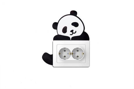 Украшение на стену Простые Предметы "Панда" фигурка на выключатель объемная интерьерная, Пластик