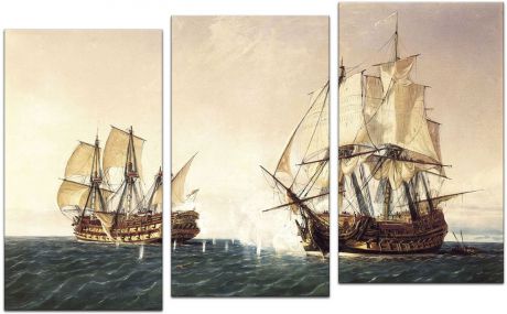 Картина модульная Картиномания "Корабли в море", 90 х 57 см, Дерево, Холст