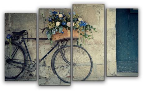 Картина модульная Картиномания "Велосипед флориста", 120 x 77 см, Дерево, Холст