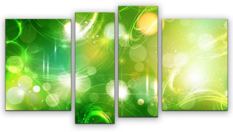 Картина модульная Картиномания "Зеленая абстракция", 90 х 50 см, Дерево, Холст