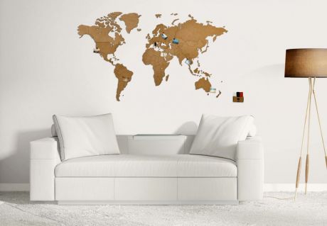 Украшение на стену Mimi Карта мира Wall Decoration Brown 130x78 cm, коричневый