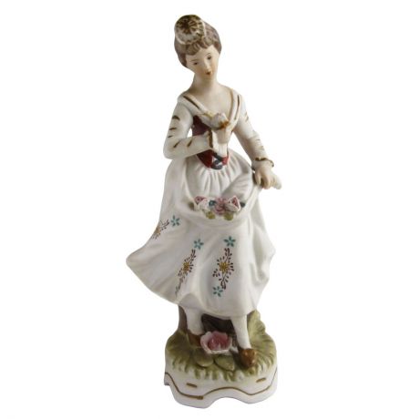 Статуэтка Антик Хобби "Дама с цветами", белый, красный, зеленый, коричневый