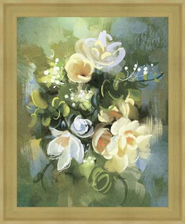 Картина Экорамка Зеленый букет с белыми цветами 49x59 см