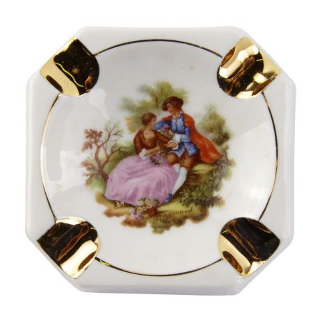 Пепельница Limoges Porcelain "Рандеву", белый, золотой, зеленый, красный, синий, коричневый