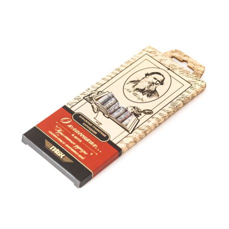 Сувенирный набор Эйфорд Бумажные карандаши "О классиках… "Толстой", BKH-06-03, бежевый, красный, черный