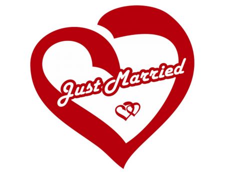 Магнит Простые Предметы свадебный декор на автомобиль "Just Married - сердце"
