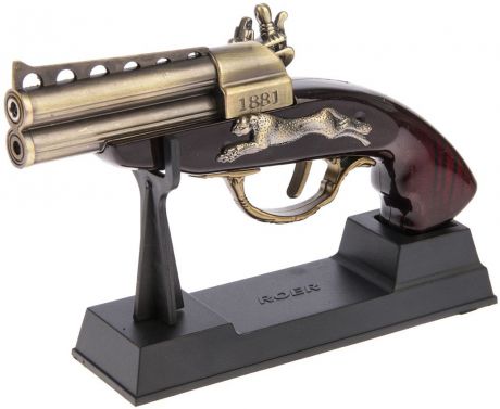 Пистолет сувенирный, двухствольный, на подставке, 4 х 12 х 18 см